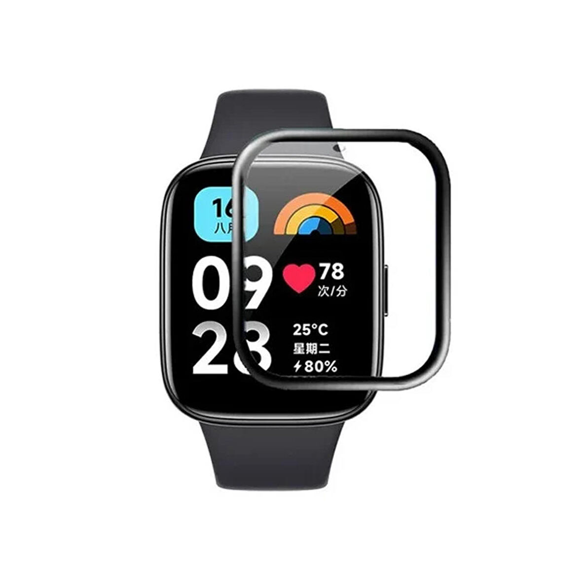 Forzacase Xiaomi Redmi Watch 3 için Çerçeveli Tam Kaplayan 3D Pet Ekran Koruyucu Film - FC016