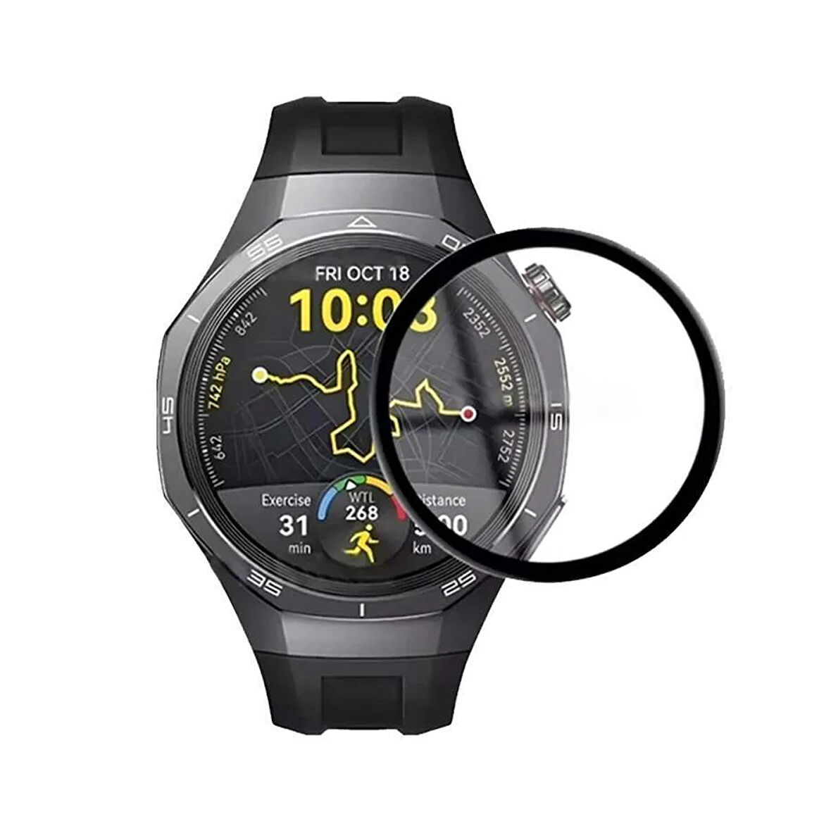 Forzacase Huawei Watch GT5 Pro 46mm için Çerçeveli Tam Kaplayan 3D Pet Ekran Koruyucu Film - FC016