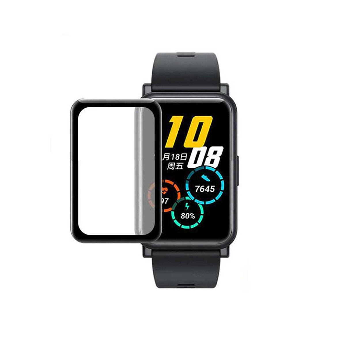 Forzacase Huawei Watch Fit 2 için Çerçeveli Tam Kaplayan 3D Pet Ekran Koruyucu Film - FC016