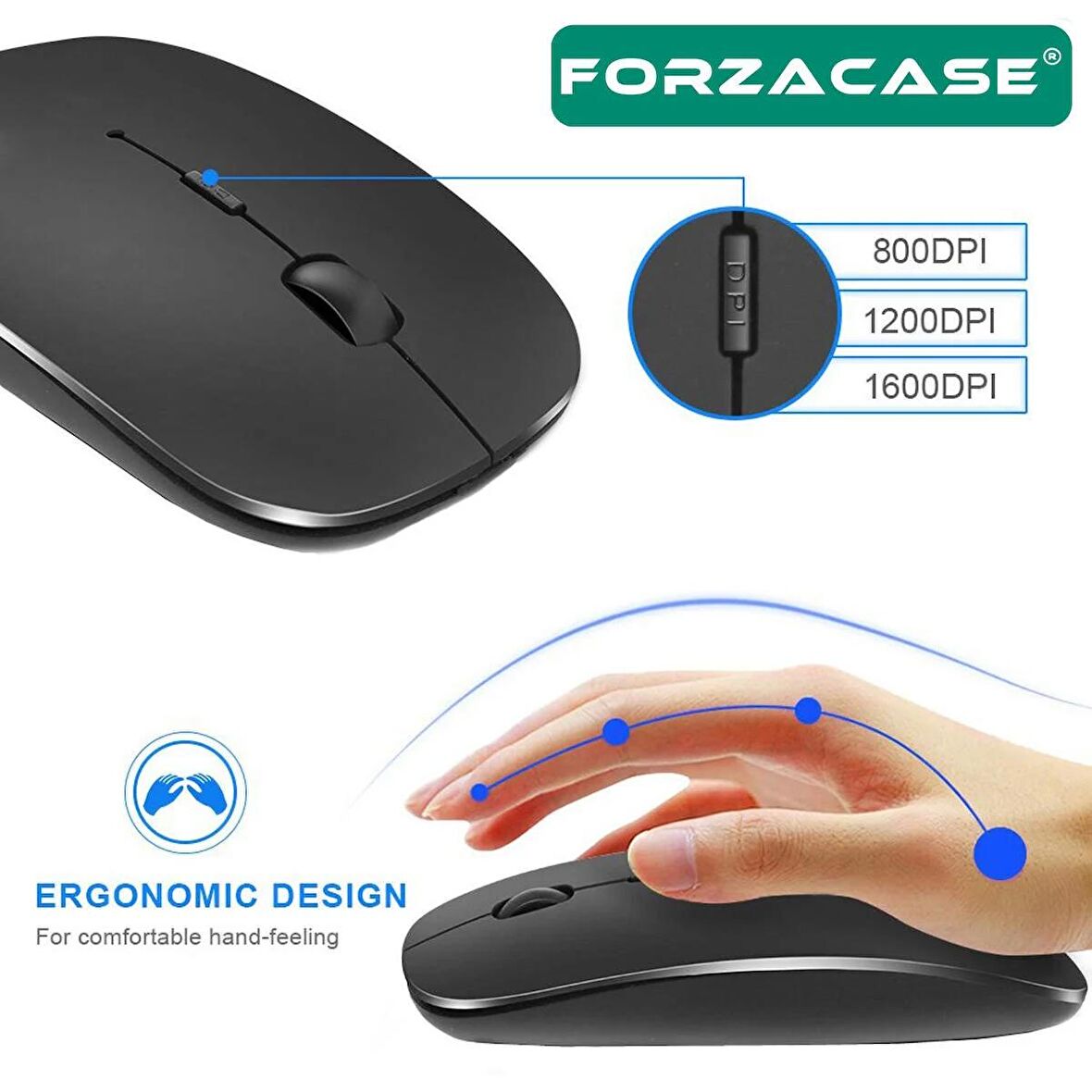 Forzacase Tablet ve Telefonlar için Bluetooth Kablosuz Mouse 1600 DPI - FC063