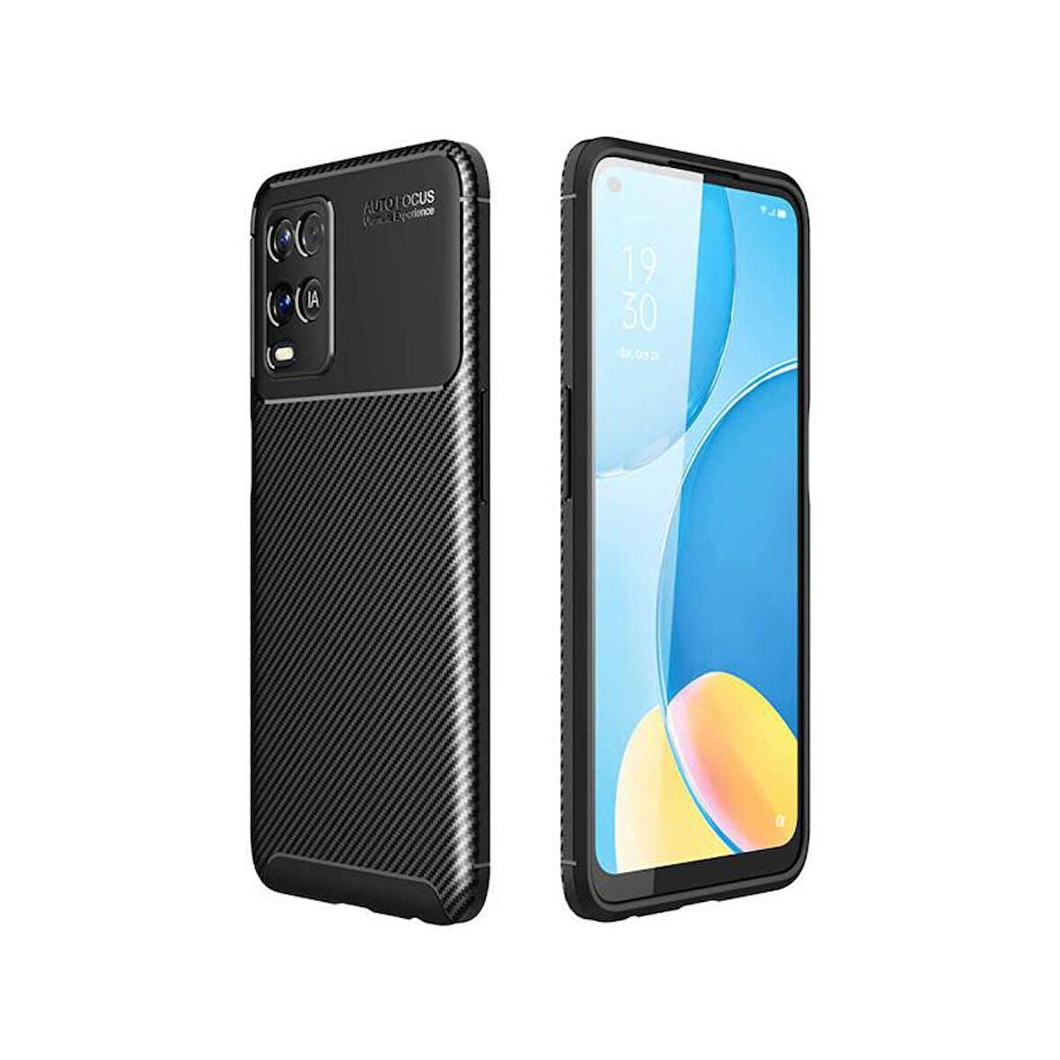 Forzacase Oppo A54 4G uyumlu Onix Serisi Carbon Fieber Silikon Kılıf