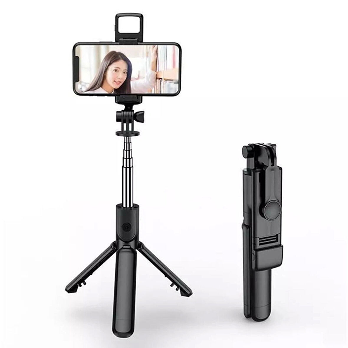 Forzacase Telefonlar için Işıklı Kablosuz Bluetooth Selfie Çubuğu 90 cm 3 Ayak Kamera Tripodu FC1006
