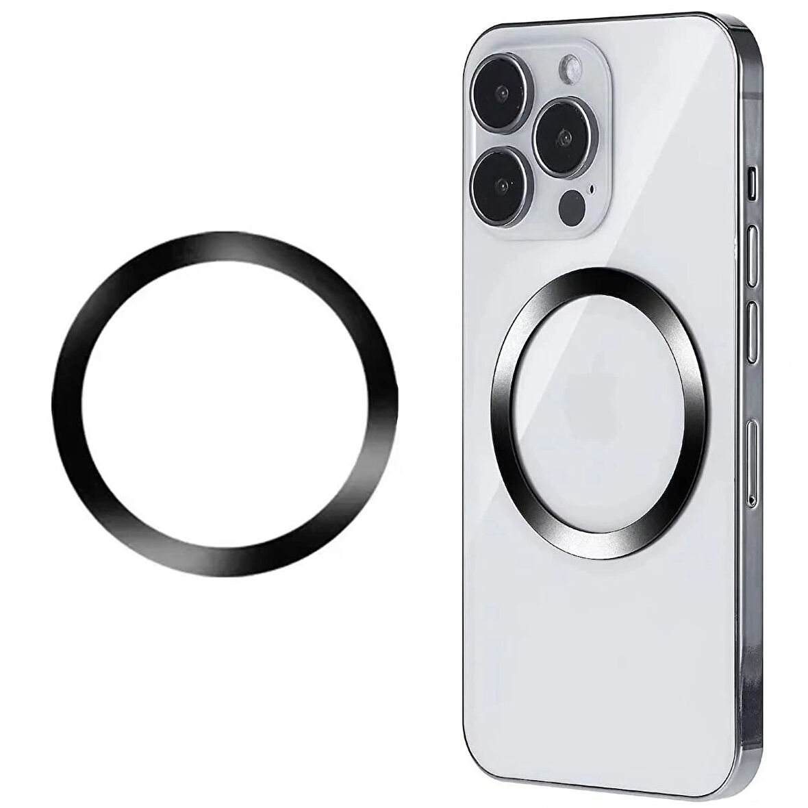 Forzacase iPhone 8 ve üstü Modeller ile uyumlu Metal Magsafe Halka Yüzük Ring Siyah - FC1032