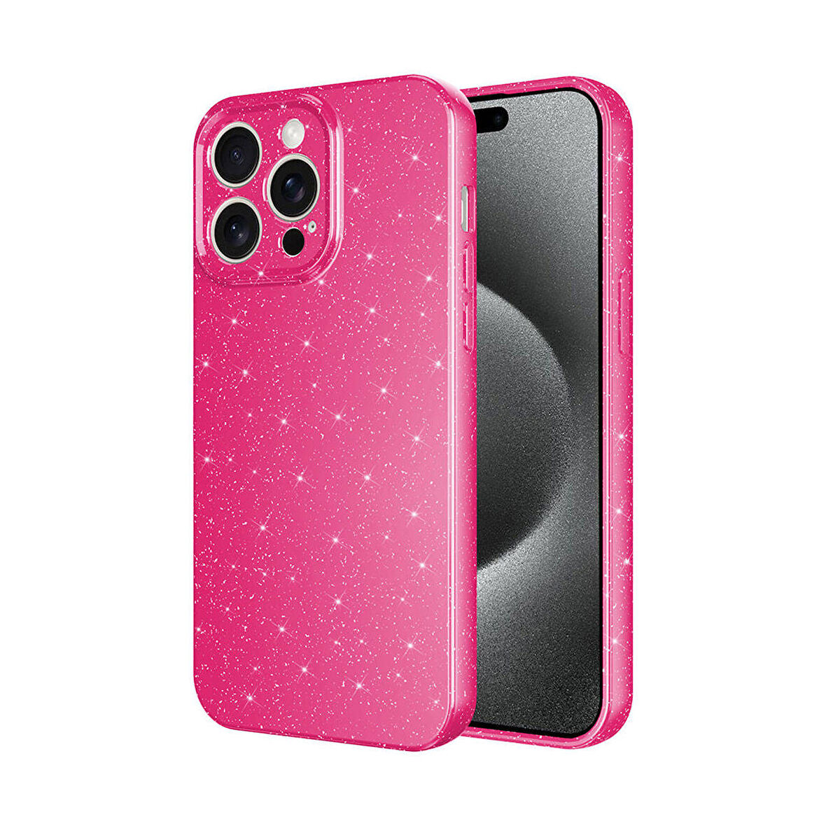 Forzacase iPhone 15 Pro uyumlu Glare Serisi Kamera Korumalı Simli Silikon Kılıf
