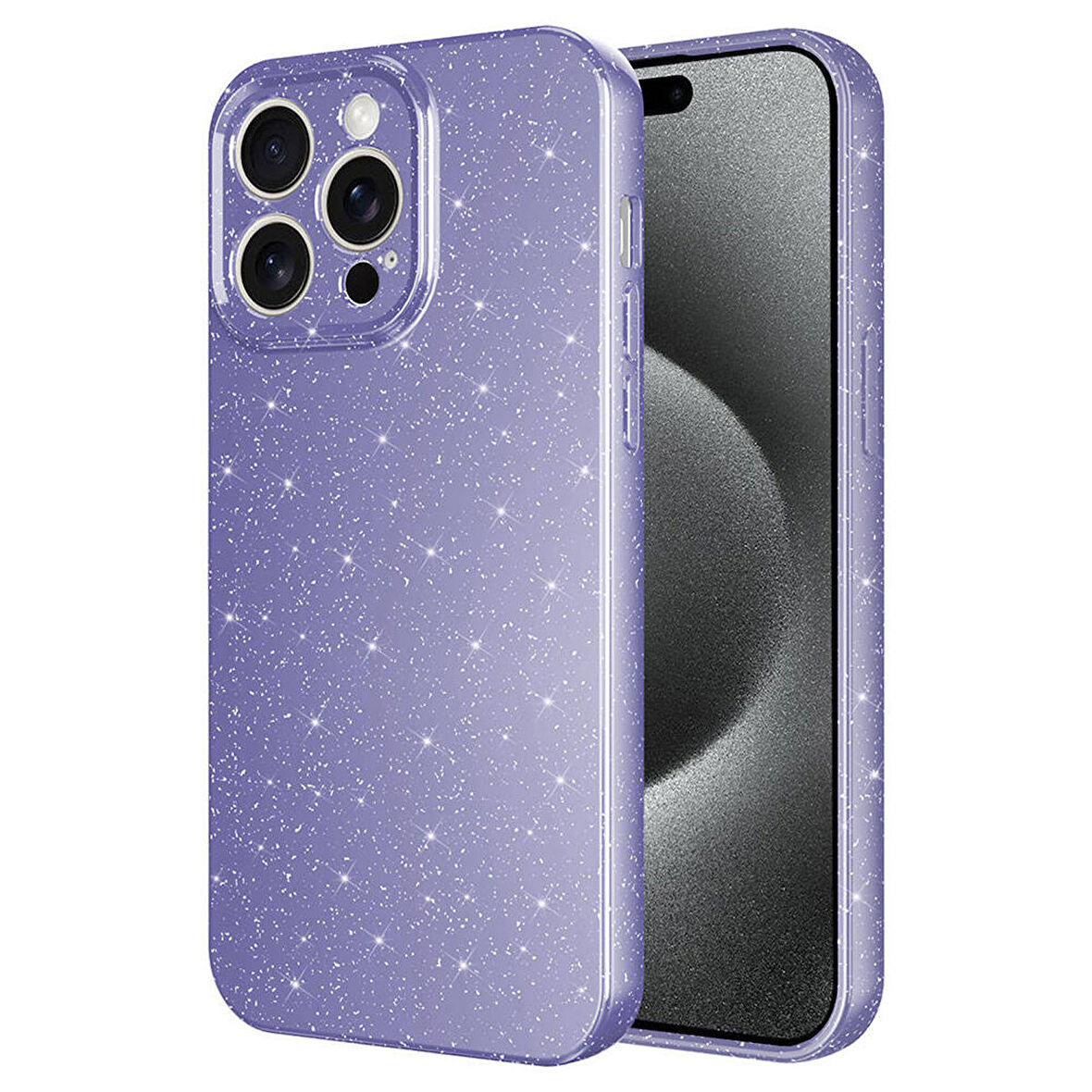 Forzacase iPhone 15 Pro Max uyumlu Glare Serisi Kamera Korumalı Simli Silikon Kılıf