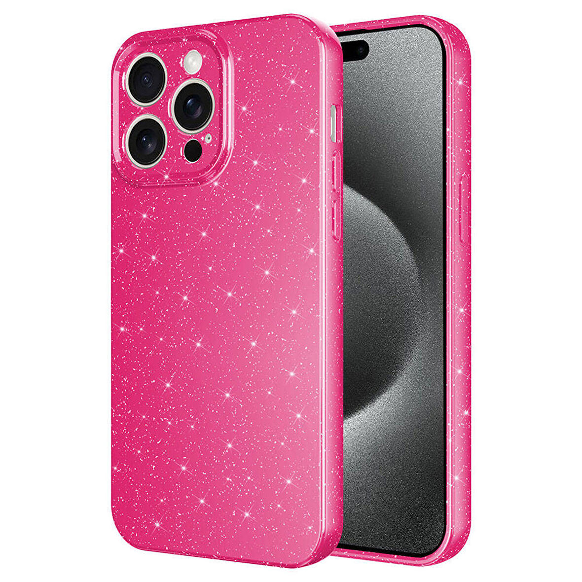 Forzacase iPhone 15 Pro Max uyumlu Glare Serisi Kamera Korumalı Simli Silikon Kılıf