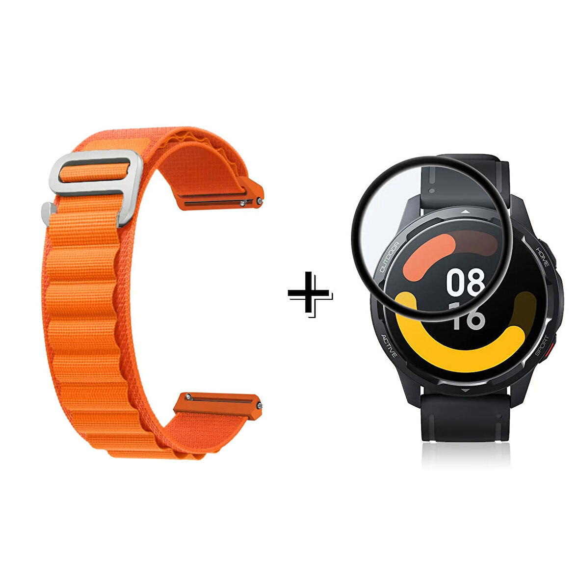 Forzacase Xiaomi Watch S1 Active Uyumlu  Kancalı Kumaş Kordon Kayış + Ekran Koruma Filmi - FC156