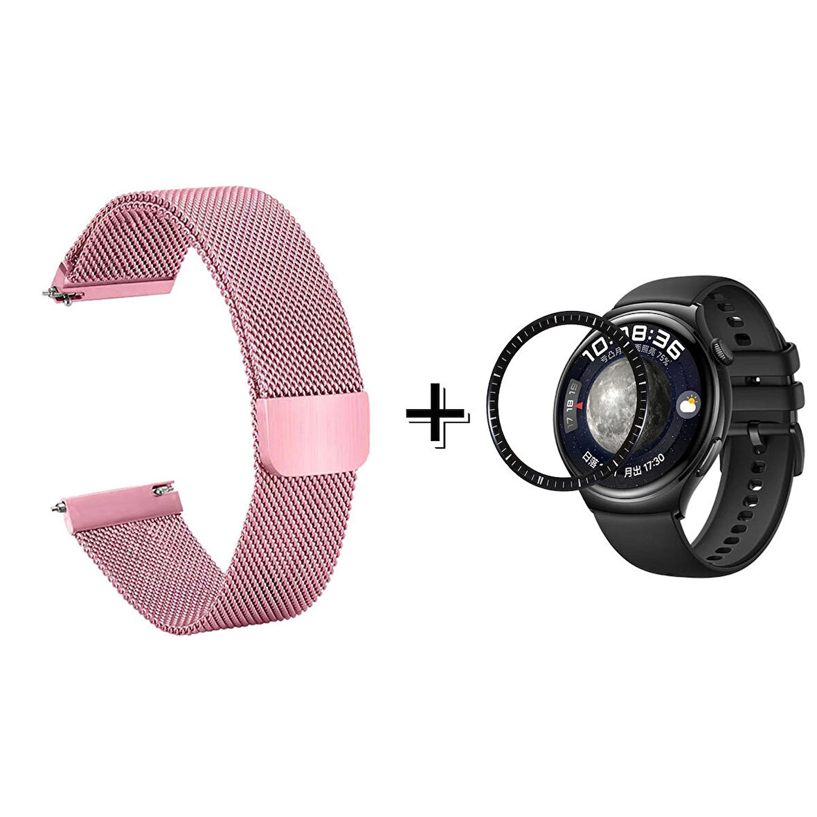 Forzacase Huawei Watch 4 Pro için Metal Mıknatıslı Kordon Kayış + Ekran Koruma Filmi - FC096
