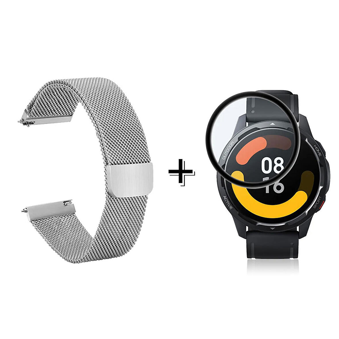 Forzacase Xiaomi Watch S1 Active Uyumlu  Metal Mıknatıslı Kordon Kayış + Ekran Koruma Filmi - FC096
