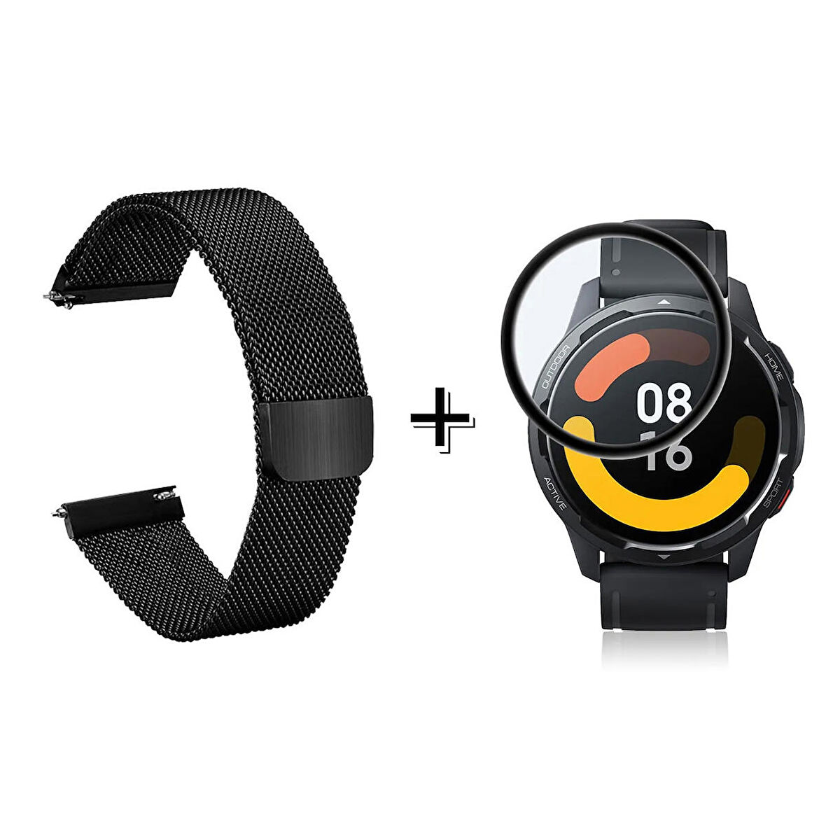 Forzacase Xiaomi Watch S1 Active Uyumlu  Metal Mıknatıslı Kordon Kayış + Ekran Koruma Filmi - FC096