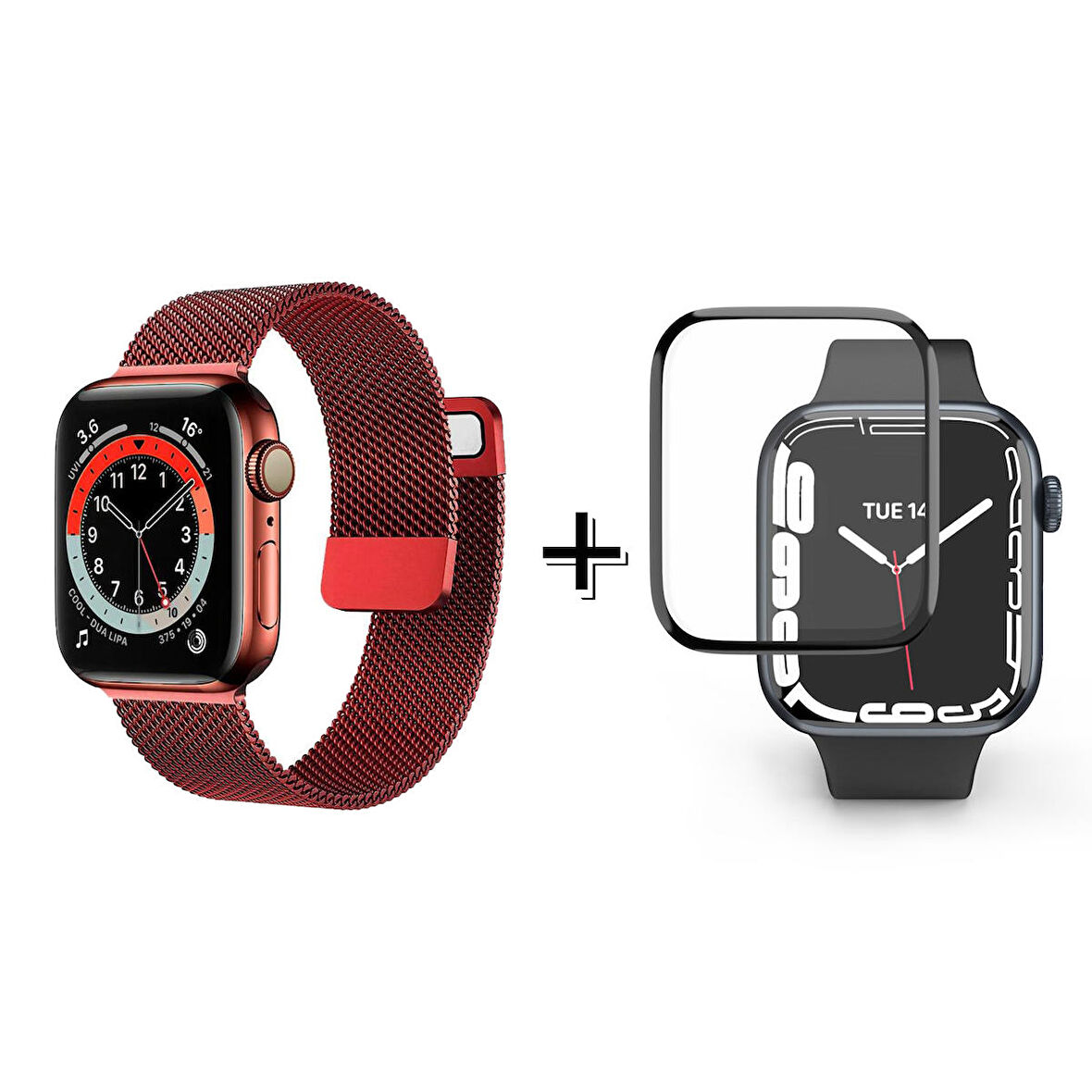 Forzacase Apple Watch 8 45mm Uyumlu Metal Mıknatıslı Kordon Kayış + Ekran Koruma Filmi - FC157