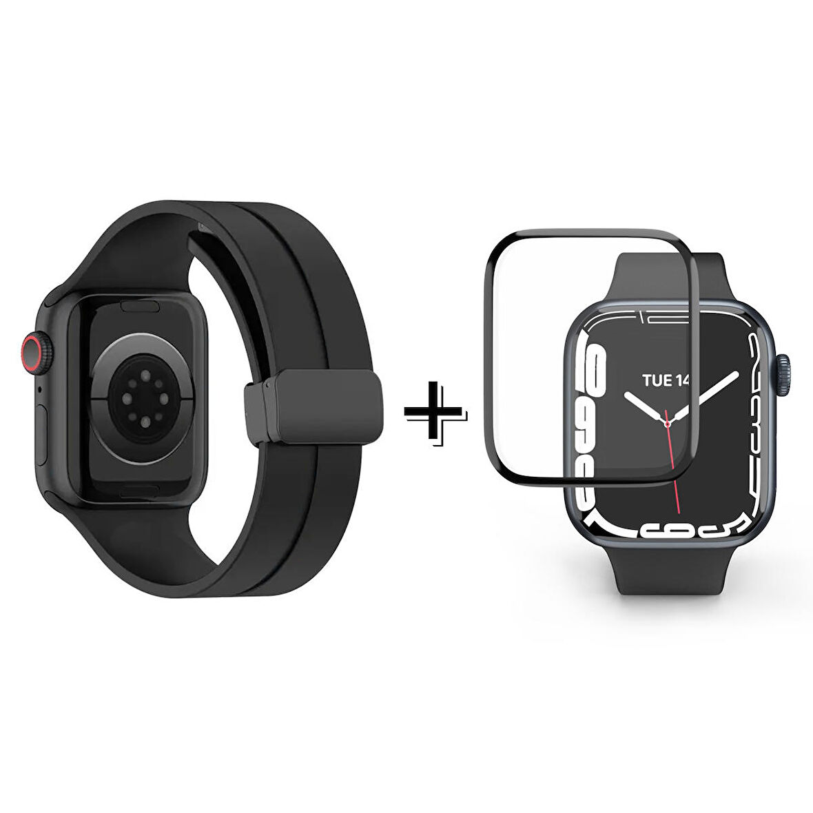 Forzacase Apple Watch Ultra 2 Uyumlu Manyetik Tokalı Silikon Kordon Kayış + Ekran Koruma Filmi - FC272