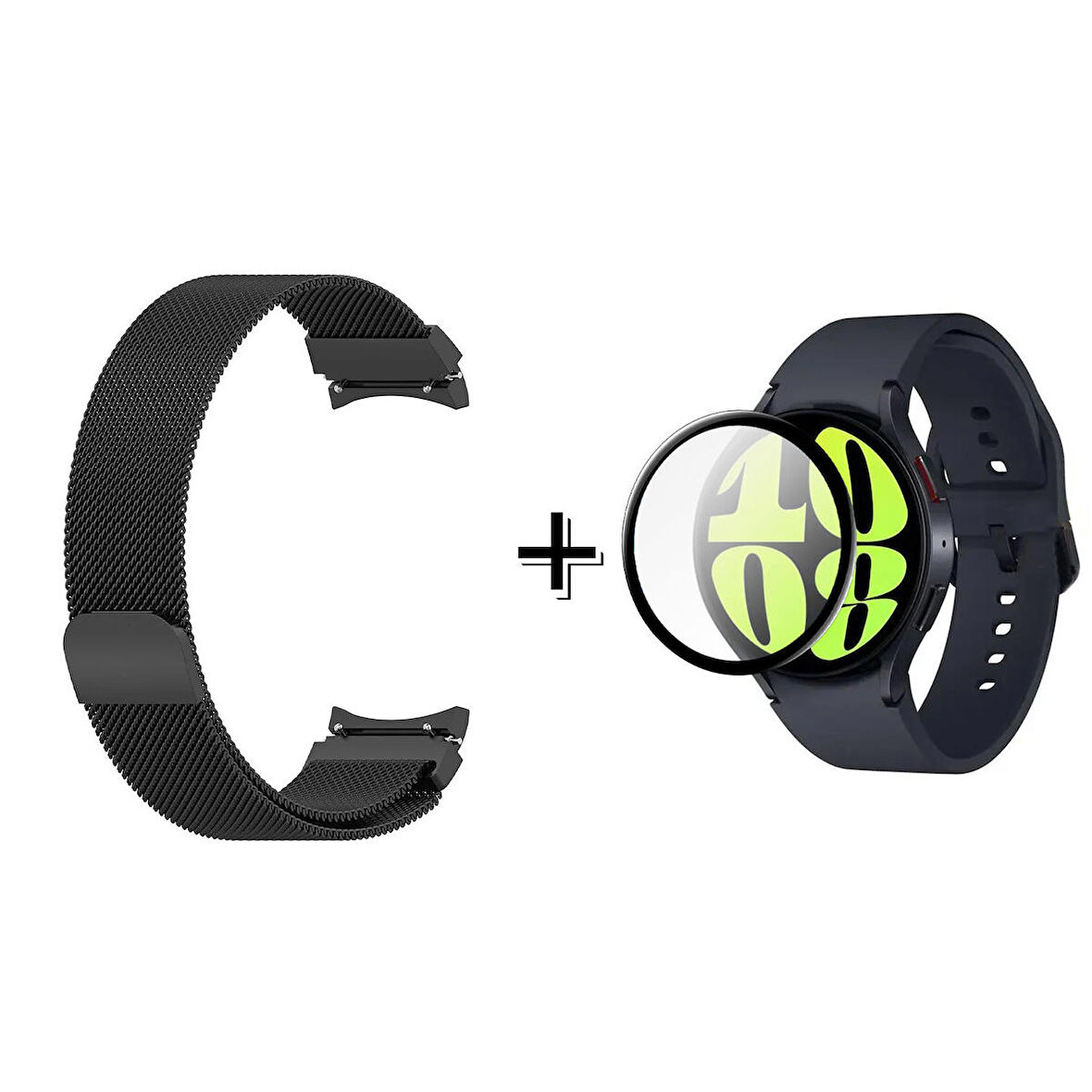 Forzacase Samsung Galaxy Watch 6 40mm Metal Mıknatıslı Kordon Kayış + Ekran Koruma Filmi - FC302