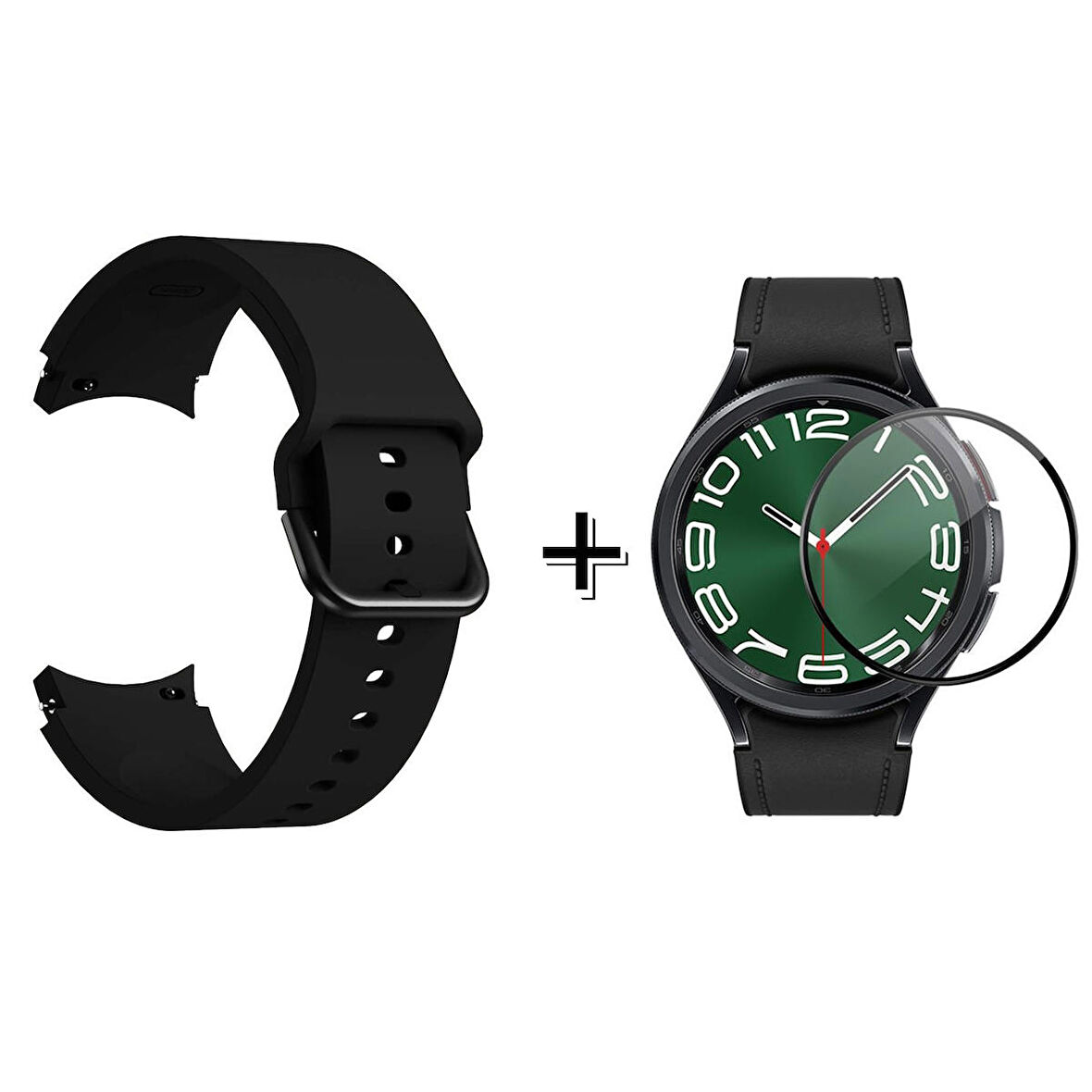 Forzacase Samsung Galaxy Watch 6 Classic 47mm için Silikon Kordon Kayış + Ekran Koruma Filmi - FC163