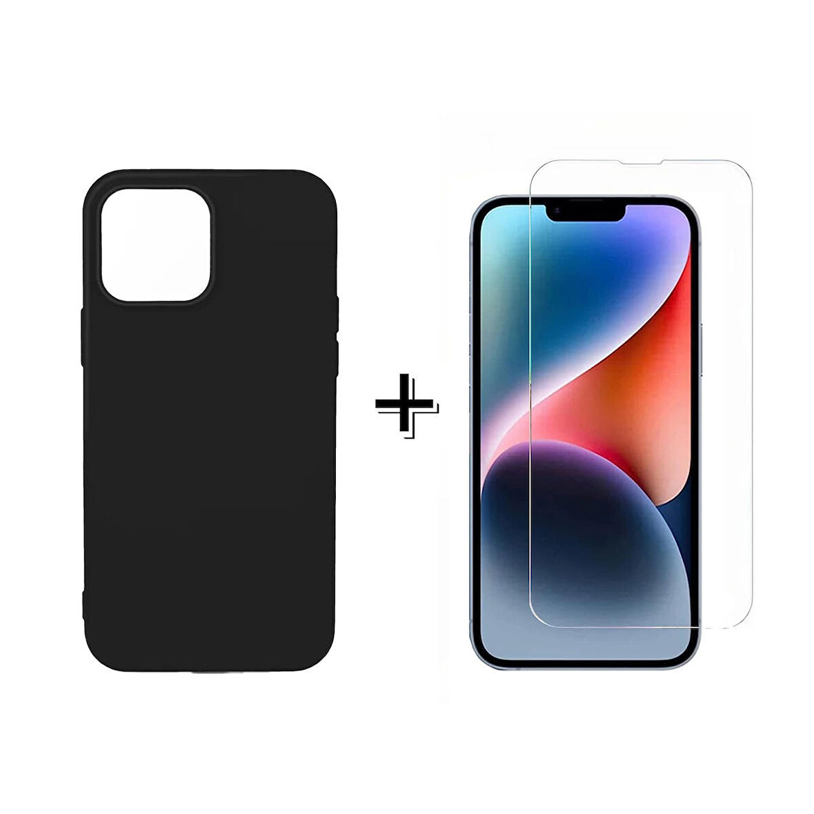 Forzacase iPhone 14 Pro Max Liquid İçi Kadife Lansman Silikon Kılıf + Temperli Cam Ekran Koruyucu