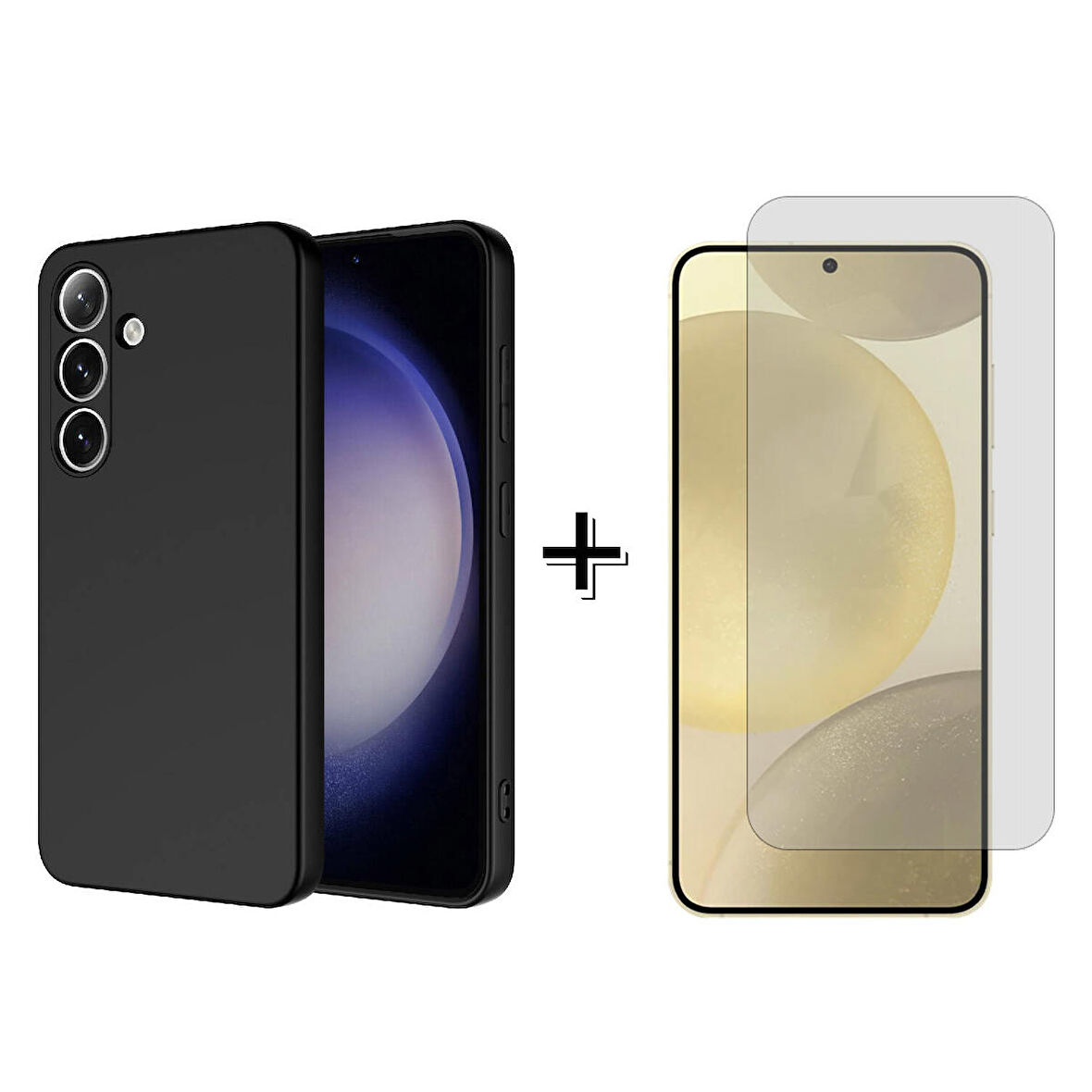 Forzacase Samsung Galaxy S24 Liquid İçi Kadife Lansman Silikon Kılıf + Temperli Cam Ekran Koruyucu