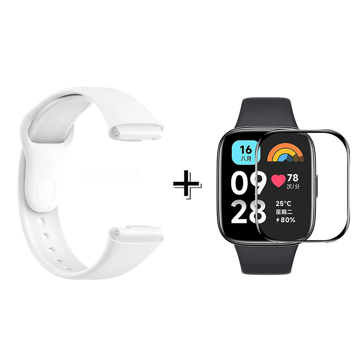 Forzacase Xiaomi Redmi Watch 3 Active ile uyumlu Silikon Kordon Kayış + Ekran Koruyucu Film - FC171