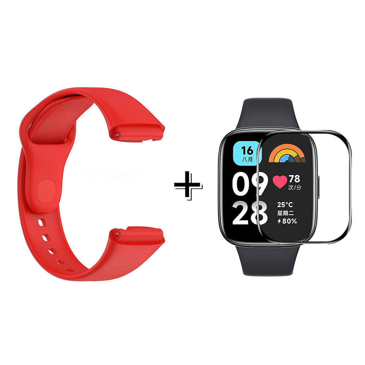 Forzacase Xiaomi Redmi Watch 3 Active ile uyumlu Silikon Kordon Kayış + Ekran Koruyucu Film - FC171