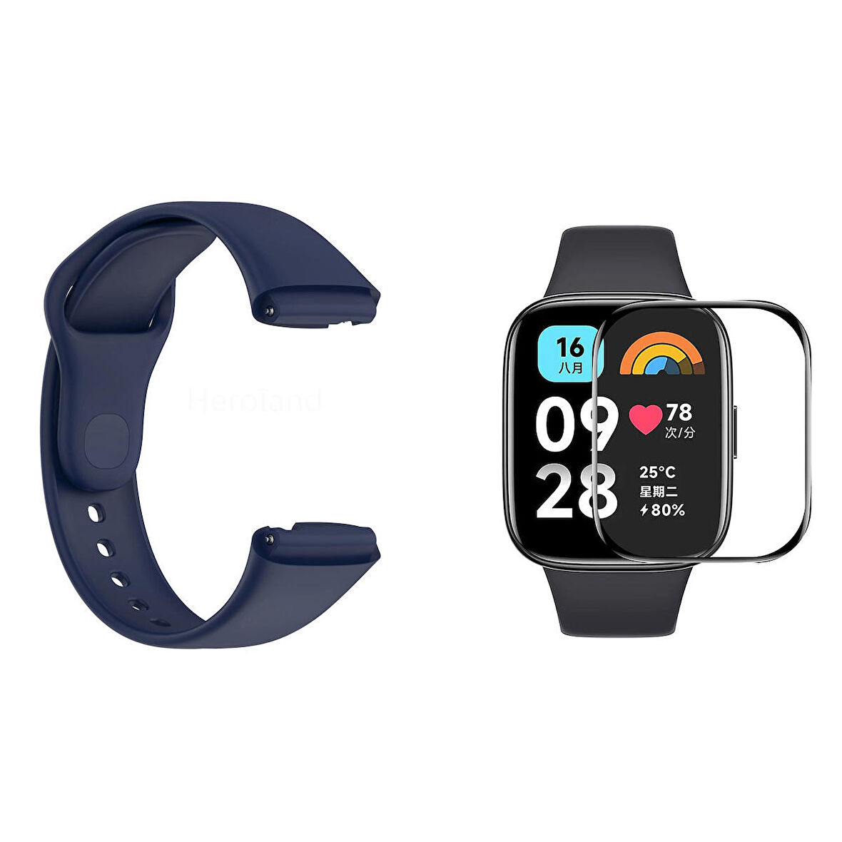 Forzacase Xiaomi Redmi Watch 3 Active ile uyumlu Silikon Kordon Kayış + Ekran Koruyucu Film - FC171