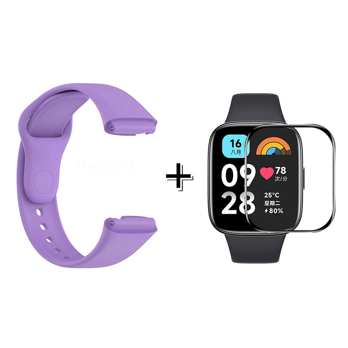 Forzacase Xiaomi Redmi Watch 3 Active ile uyumlu Silikon Kordon Kayış + Ekran Koruyucu Film - FC171