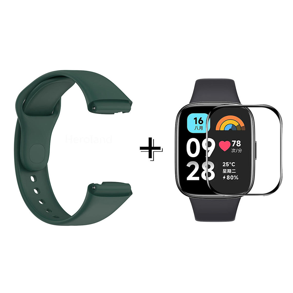 Forzacase Xiaomi Redmi Watch 3 Active ile uyumlu Silikon Kordon Kayış + Ekran Koruyucu Film - FC171