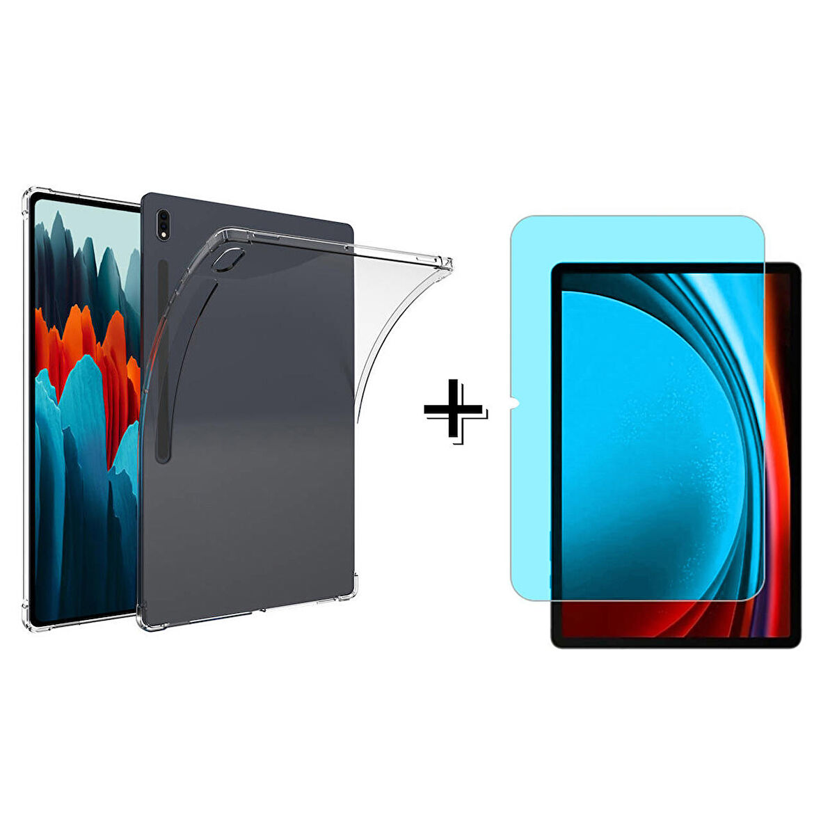 Forzacase Samsung Galaxy Tab S9 FE Plus 12.4’’ Anti Shock Silikon Kılıf+Nano Ekran Koruma Filmi FC014