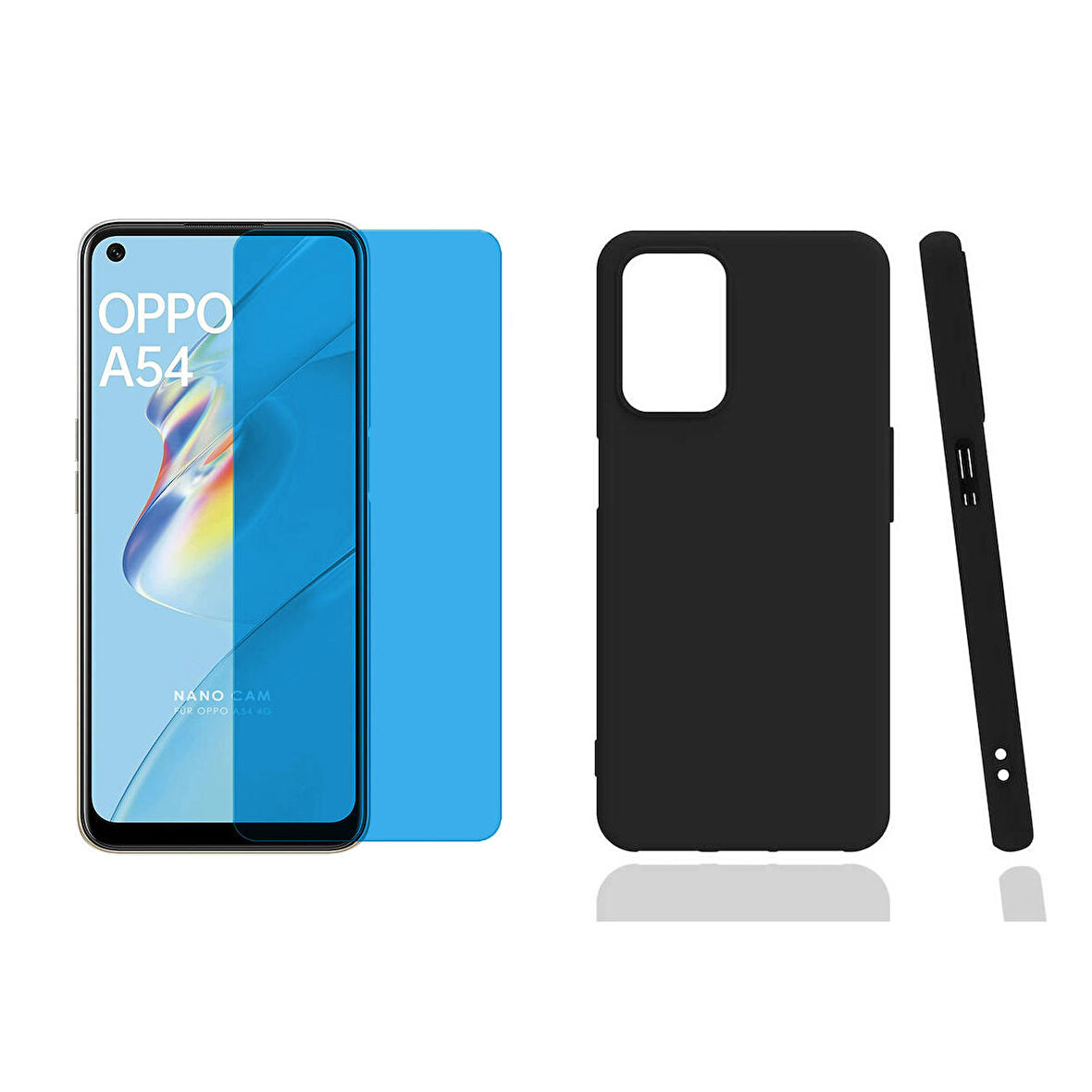 Forzacase Oppo A54 ile uyumlu Maxim Serisi Mat Silikon Kılıf + Nano Ekran Koruyucu