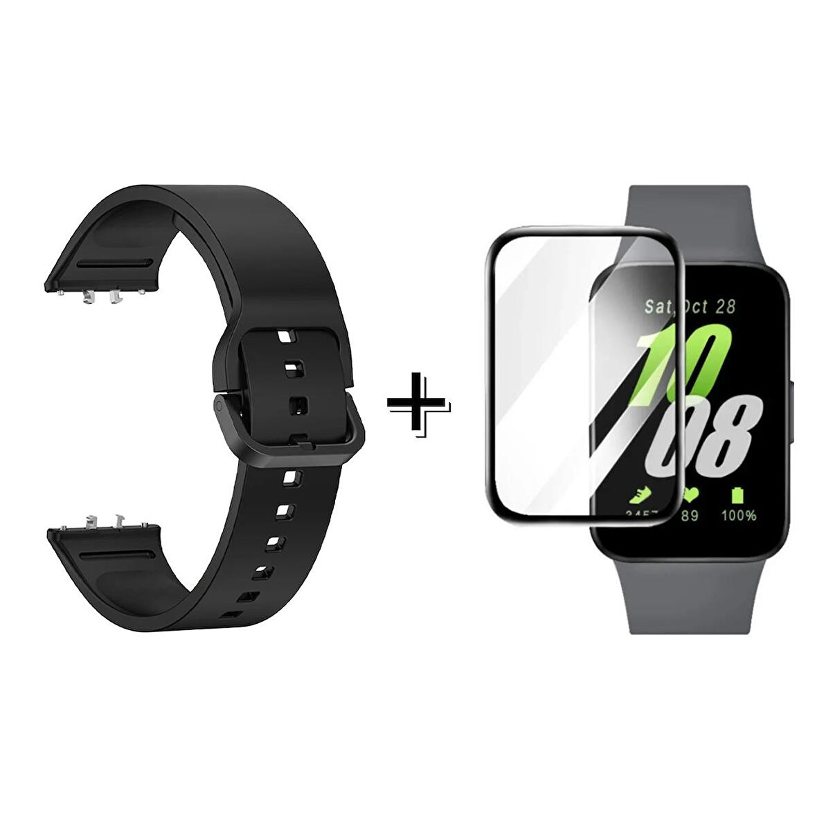 Forzacase Samsung Galaxy Fit 3 ile uyumlu Silikon Kordon Kayış + Ekran Koruma Filmi - FC440