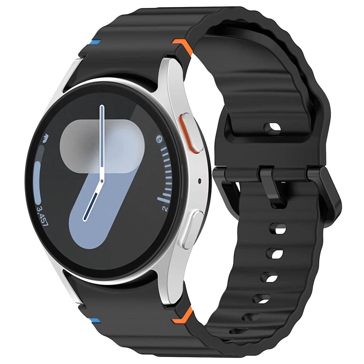 Forzacase Samsung Galaxy Watch 7 44mm ile uyumlu Wavy Style Tokalı Silikon Kordon Kayış - FC1101