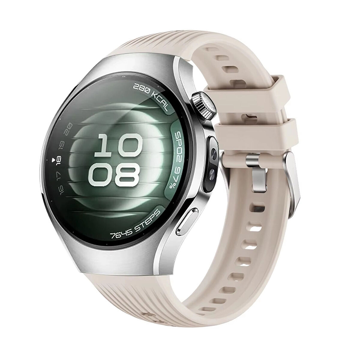Forzacase Huawei Watch 5 46mm LTE ile uyumlu Özel Tasarım Çizgili Tokalı Silikon Kordon Kayış FC1102