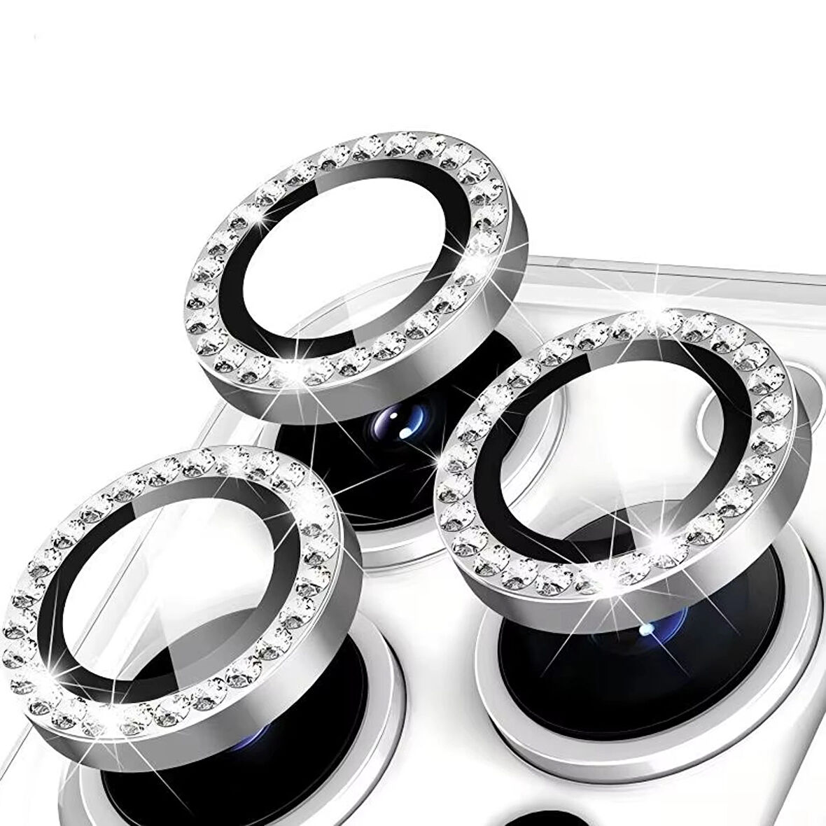 Forzacase iPhone 17 Pro ile uyumlu Elmas Taşlı Kamera Camı Lens Koruyucu Halka Seti - FC1126