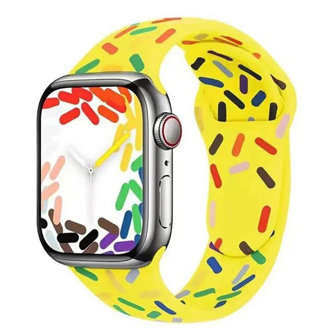 Forzacase Apple Watch 42 - 44 - 45 - 49 mm Uyumlu Renkli Damla Sportif Silikon Kordon Kayış - FC124