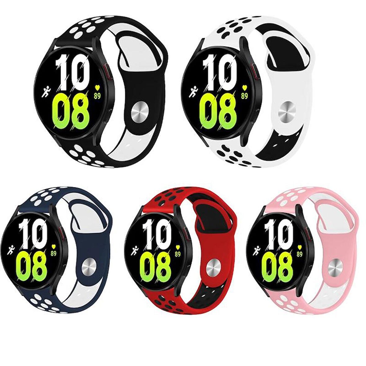 Forzacase Universal 20mm Akıllı Saatler için Delikli Silikon Kordon Kayış - FC138