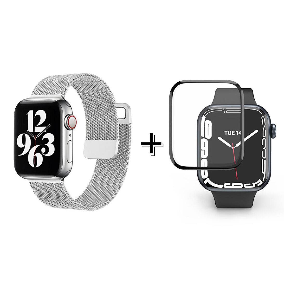 Forzacase Apple Watch 9 41mm Uyumlu  Metal Mıknatıslı Kordon Kayış + Ekran Koruma Filmi - FC158