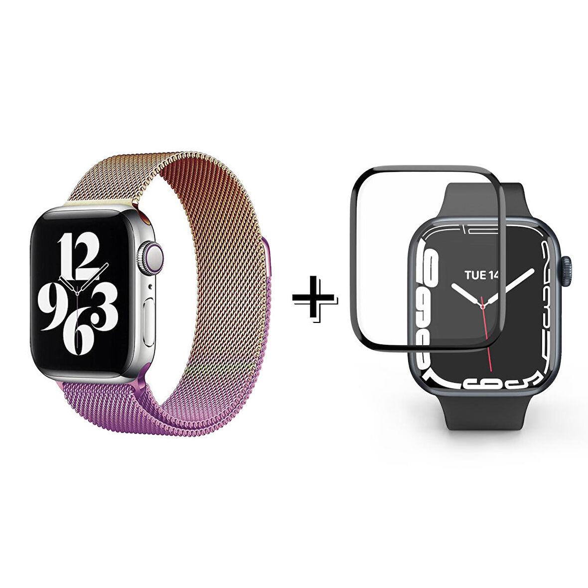 Forzacase Apple Watch 9 41mm Uyumlu  Metal Mıknatıslı Kordon Kayış + Ekran Koruma Filmi - FC158