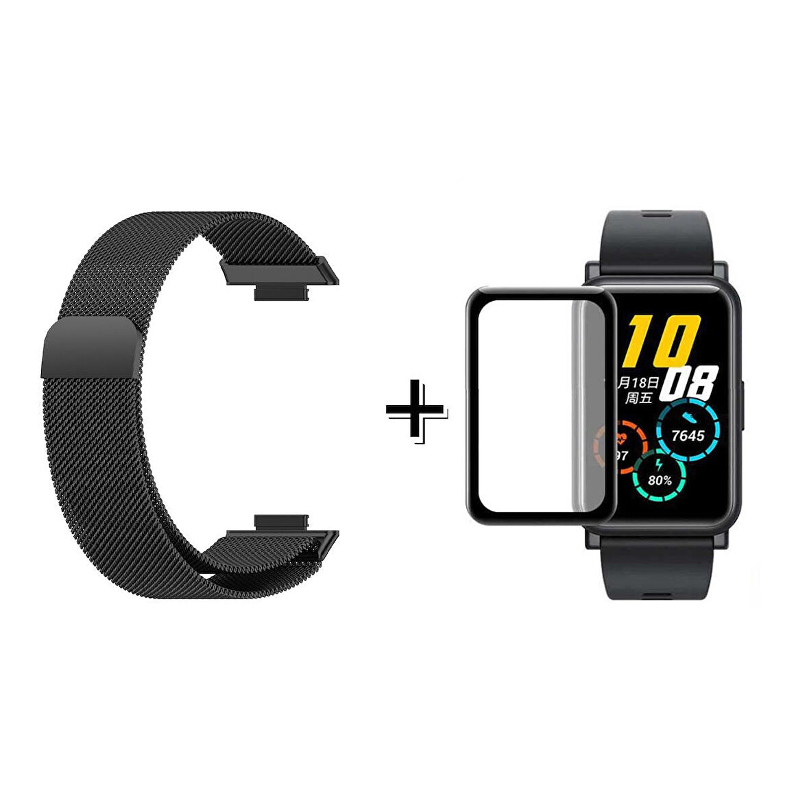 Forzacase Huawei Watch Fit 2 için Metal Mıknatıslı Kordon Kayış + Ekran Koruyucu Film - FC297