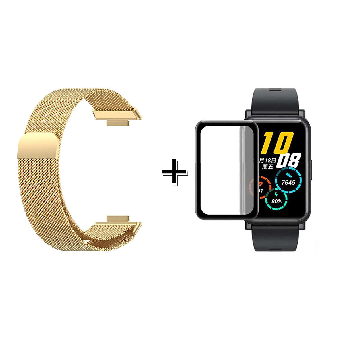 Forzacase Huawei Watch Fit 2 için Metal Mıknatıslı Kordon Kayış + Ekran Koruyucu Film - FC297