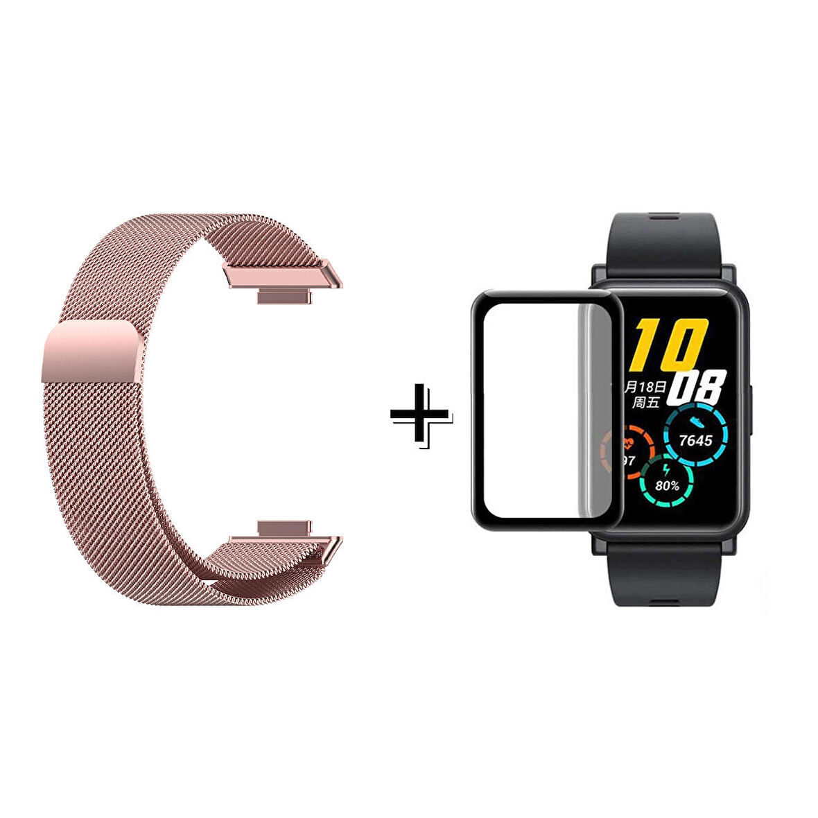 Forzacase Huawei Watch Fit 2 için Metal Mıknatıslı Kordon Kayış + Ekran Koruyucu Film - FC297