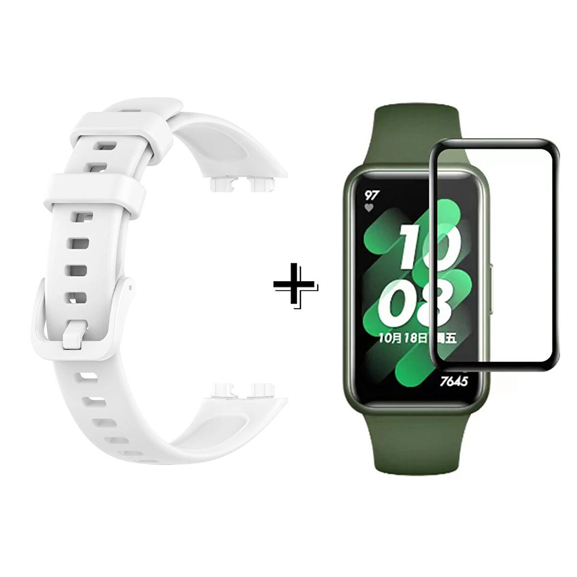 Forzacase Huawei Band 8 ile uyumlu Silikon Kordon Kayış + Ekran Koruma Filmi - FC541