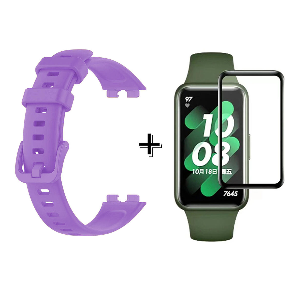 Forzacase Huawei Band 8 ile uyumlu Silikon Kordon Kayış + Ekran Koruma Filmi - FC541