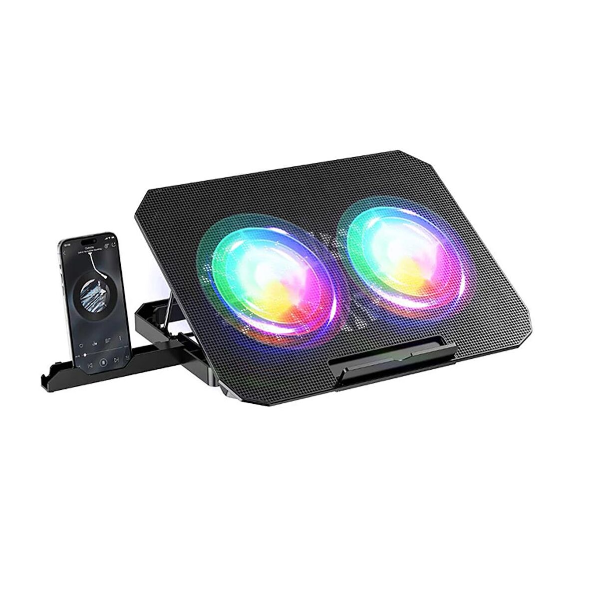 Forzacase Çift Fanlı Yükseklik Ayarlı RGB Ledli Notebook Laptop Soğutucu Stand - FC625