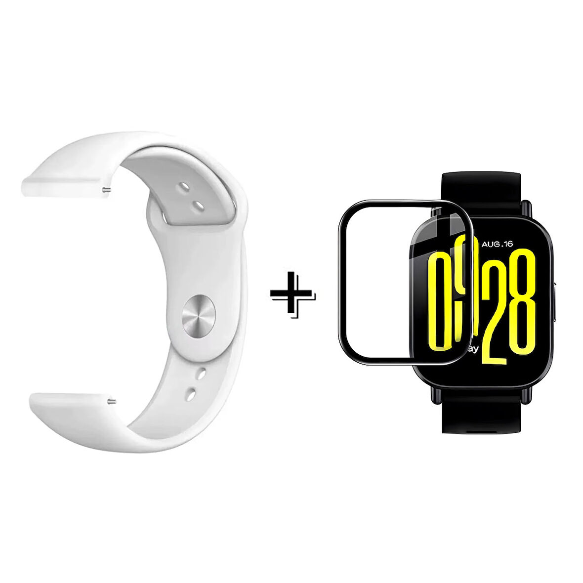 Forzacase Xiaomi Redmi Watch 5 Lite ile uyumlu Silikon Kordon Kayış + Ekran Koruma Filmi - FC875