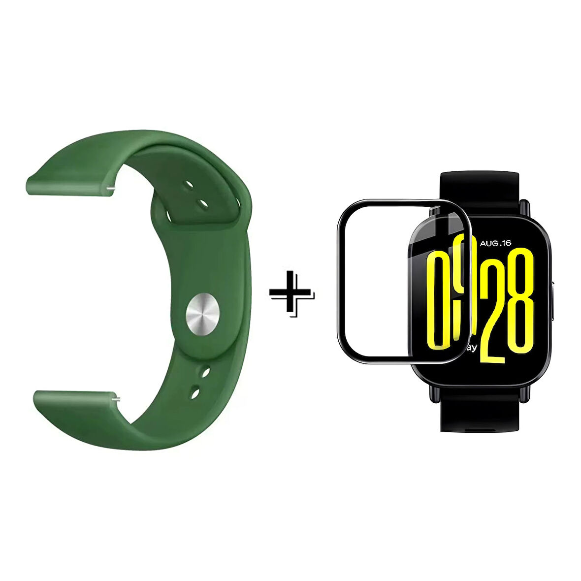 Forzacase Xiaomi Redmi Watch 5 Lite ile uyumlu Silikon Kordon Kayış + Ekran Koruma Filmi - FC875