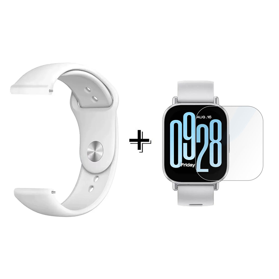 Forzacase Xiaomi Redmi Watch 5 Lite ile uyumlu Silikon Kordon Kayış + Kırılmaz Cam Koruma - FC875