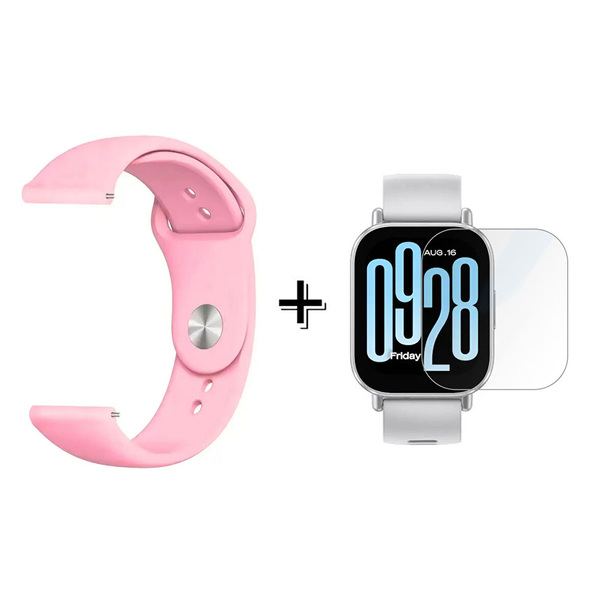 Forzacase Xiaomi Redmi Watch 5 Lite ile uyumlu Silikon Kordon Kayış + Kırılmaz Cam Koruma - FC875
