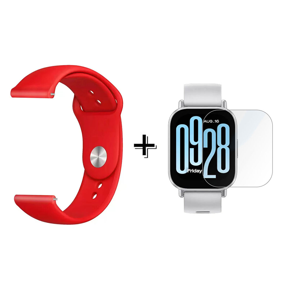 Forzacase Xiaomi Redmi Watch 5 Active ile uyumlu Silikon Kordon Kayış + Kırılmaz Cam Koruma - FC875
