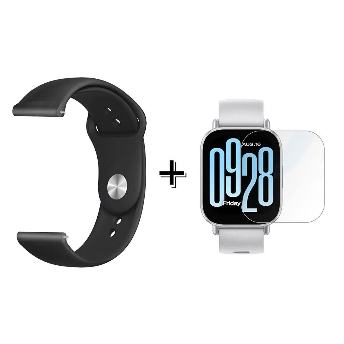 Forzacase Xiaomi Redmi Watch 5 Active ile uyumlu Silikon Kordon Kayış + Kırılmaz Cam Koruma - FC875