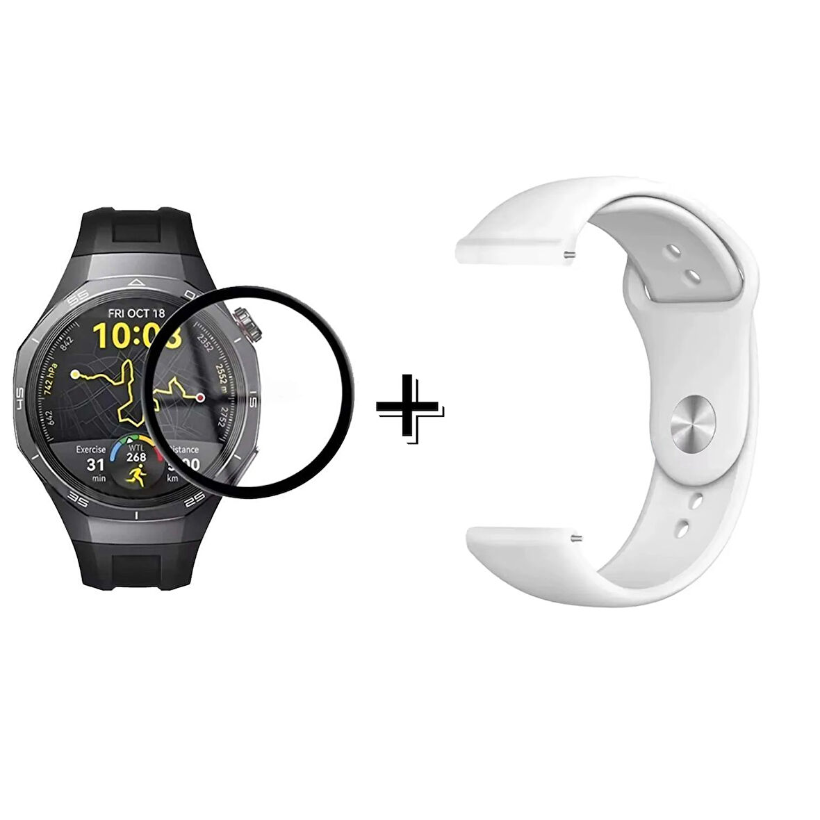 Forzacase Huawei Watch GT5 Pro 46mm ile uyumlu Silikon Kordon Kayış + Ekran Koruma Filmi - FC875