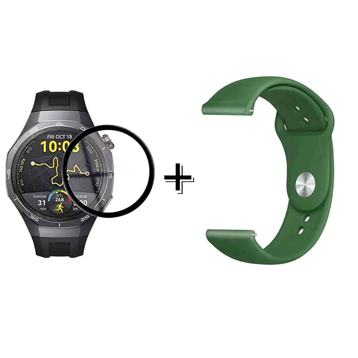Forzacase Huawei Watch GT5 Pro 46mm ile uyumlu Silikon Kordon Kayış + Ekran Koruma Filmi - FC875