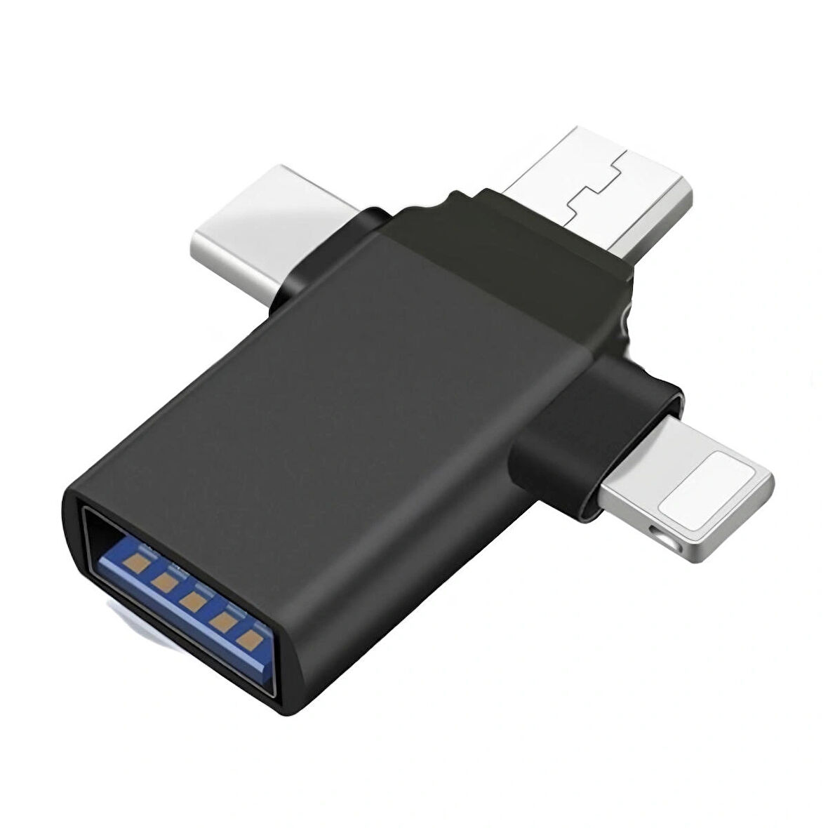 Forzacase Micro USB Type-C Lightning to 4in1 OTG USB Çevirci Kamera Flash Bellek Adaptör - FC930